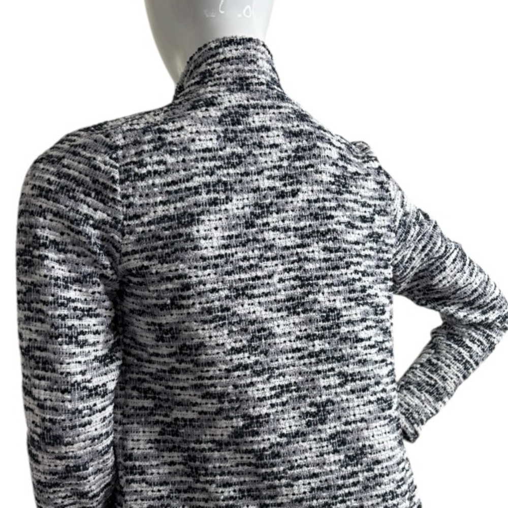 Vince Camuto Navy grey White Waterfall draped Front Long Sleeve jacket Sweater S - Picture 8 of 15